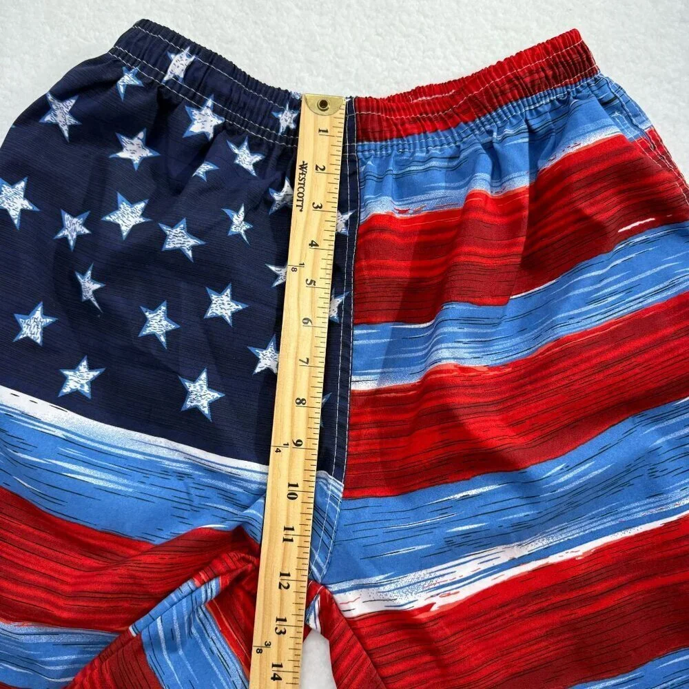 Sunsations American‎ Flag Graphic Swim Trunks Mens 10